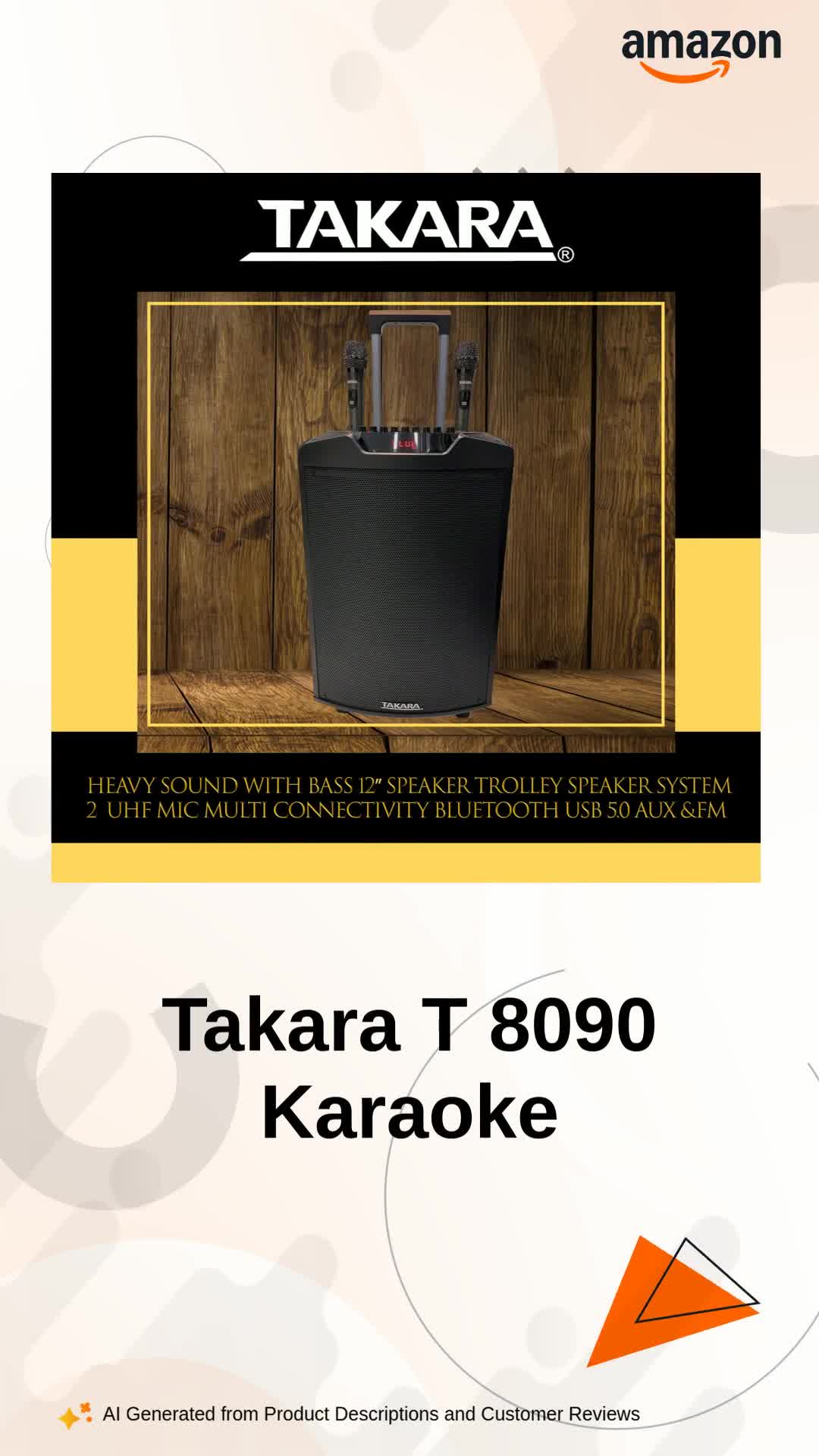 Takara T 8090 Karaoke Speaker Trolley Portable Multimedia Bluetooth