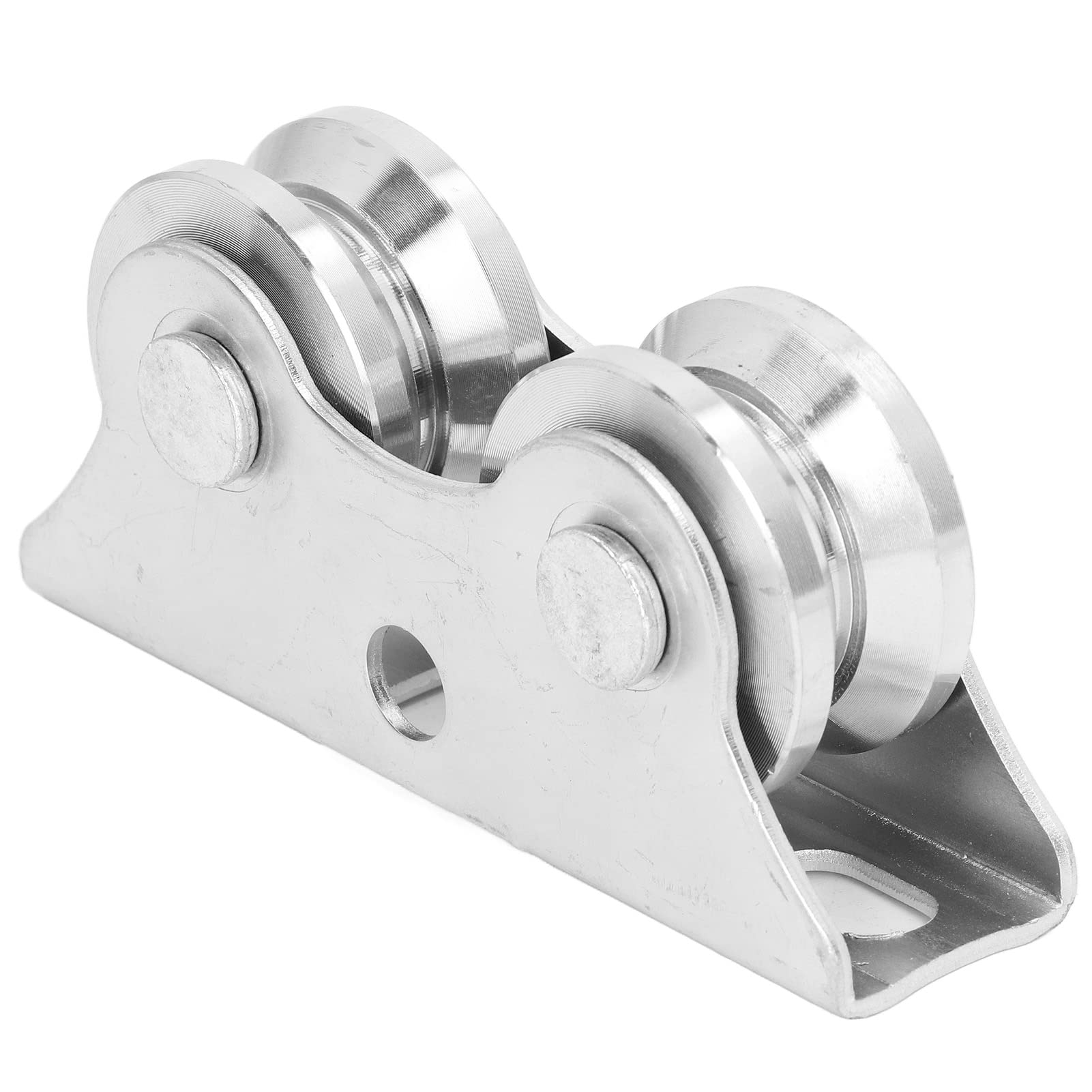 Fafeicy Ruota Scanalata a Forma di V per Cancello Scorrevole in Acciaio Inox, Diametro 48mm, Dimensioni 130x33x60mm, Doppia Ruota