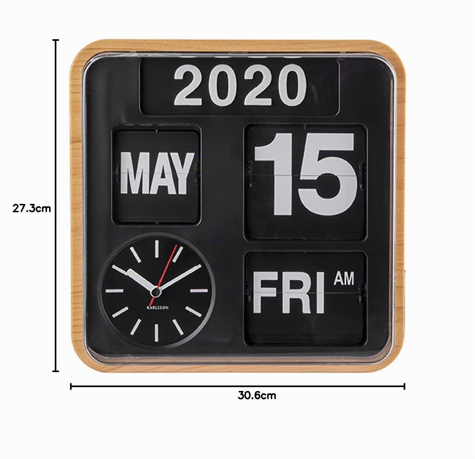 Karlsson Flip Calendar Wall Clock Bamboo Wood Mini Flip | Square