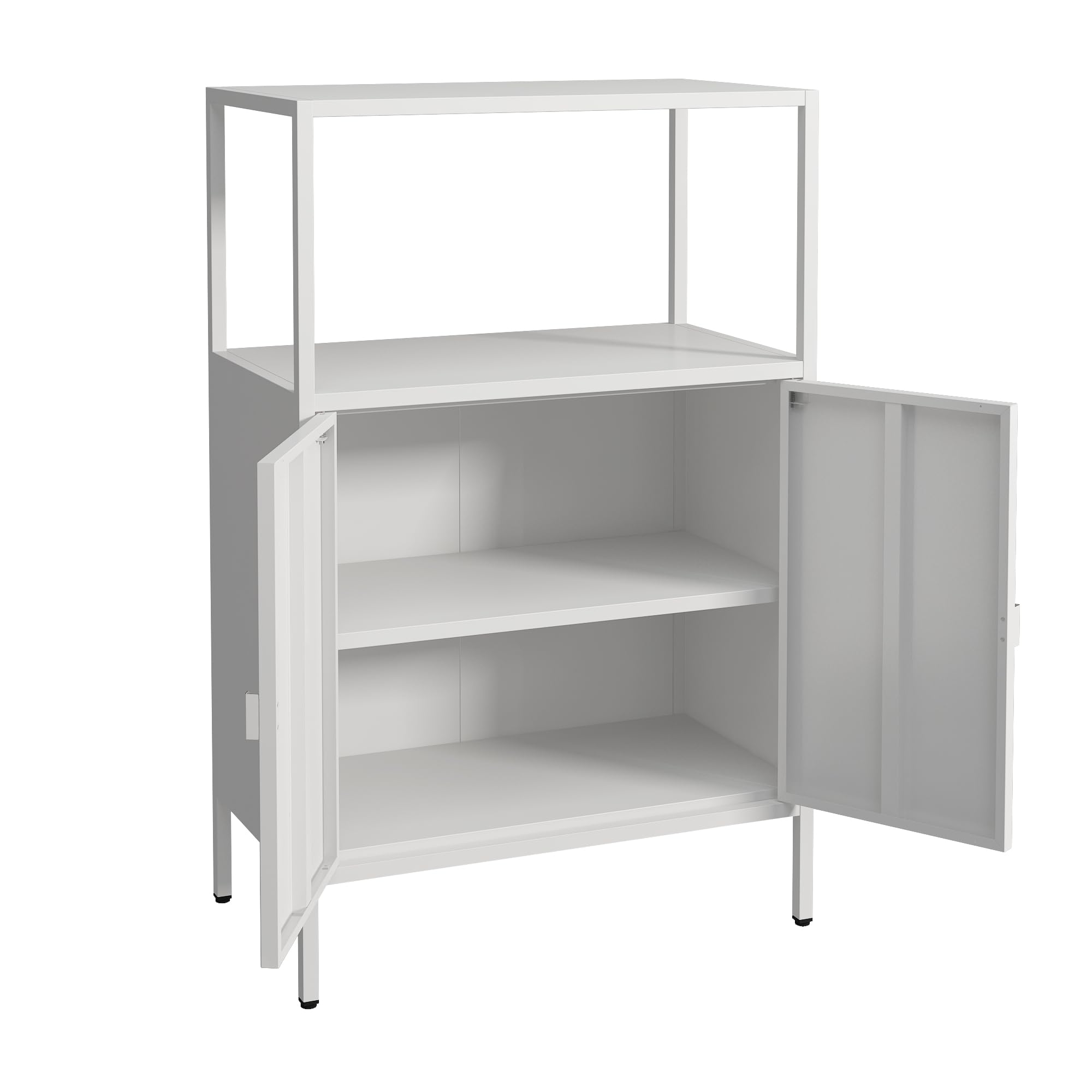 [en.casa] Armadio a 2 Ante e Ripiano Interno Regolabile in Altezza Armadio da Ufficio con Scomparto Aperto Mobile in Acciaio per Archivio 110 x 70 x 40 cm - Grigio chiaro