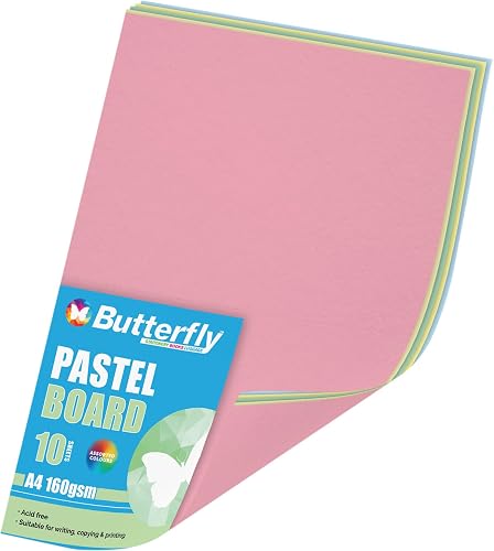 Butterfly A4 160GSM Mixed 10 Sheets Pastel Board