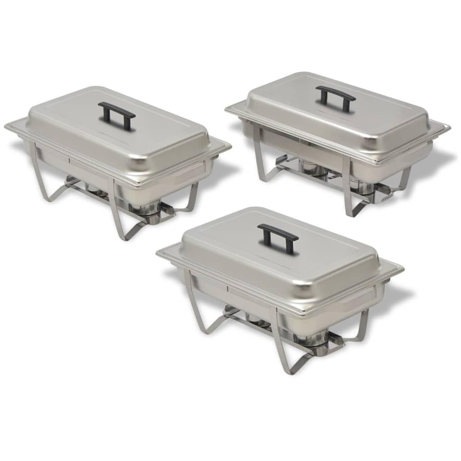 Juego de 3 bandejas calientaplatos de acero inoxidable-Chafing Dish Buffet Calientaplatos de Acero Inoxidable Recipiente Bandeja de Calefacción Ollas de Calefacción para Servir para Buffet de Ca