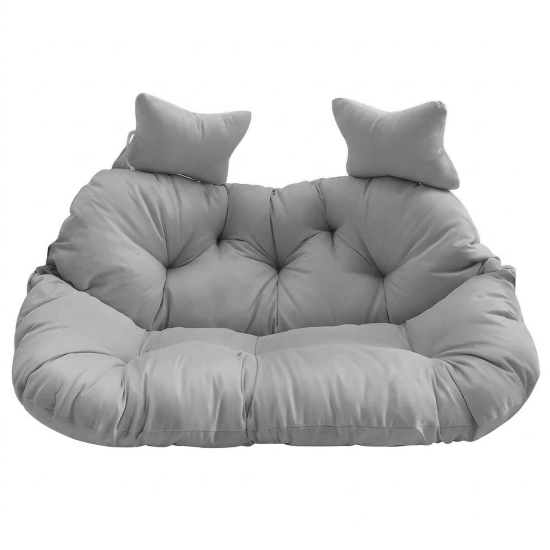 Xoeryoy Double Egg Chair Cushion Replacement, 130x110cm Thick Padded Hanging Chair Cushion with Removable Cover & Pillows, Silver Gray ;1