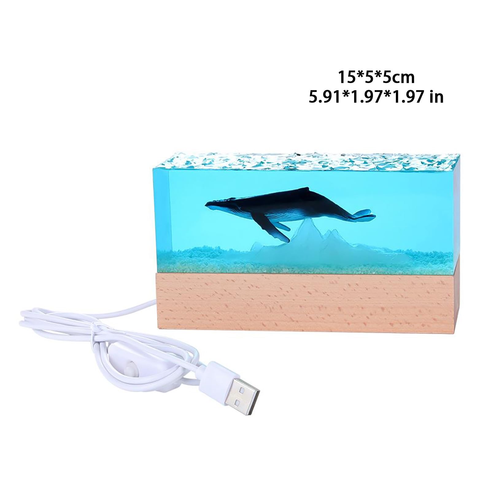 Lampada Balena Blu in Resina con Luce LED da Scrivania | Decorazione Marina, Regalo di Compleanno Unico per Famiglia(B)