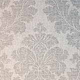 ca. 1,50 m breit Vincente Textil Bezug Polsterstoff flach gewebt Brokat meliert floral Meterware Farbe Beigegrau