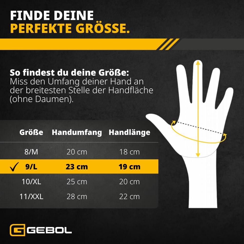 Gebol Uni Fit Comfort Lot de 3 paires de gants de travail en cuir de qualité supérieure pour homme, pour la construction, la mécanique et le jardin, taille élastique et fermeture , gants de sécurité