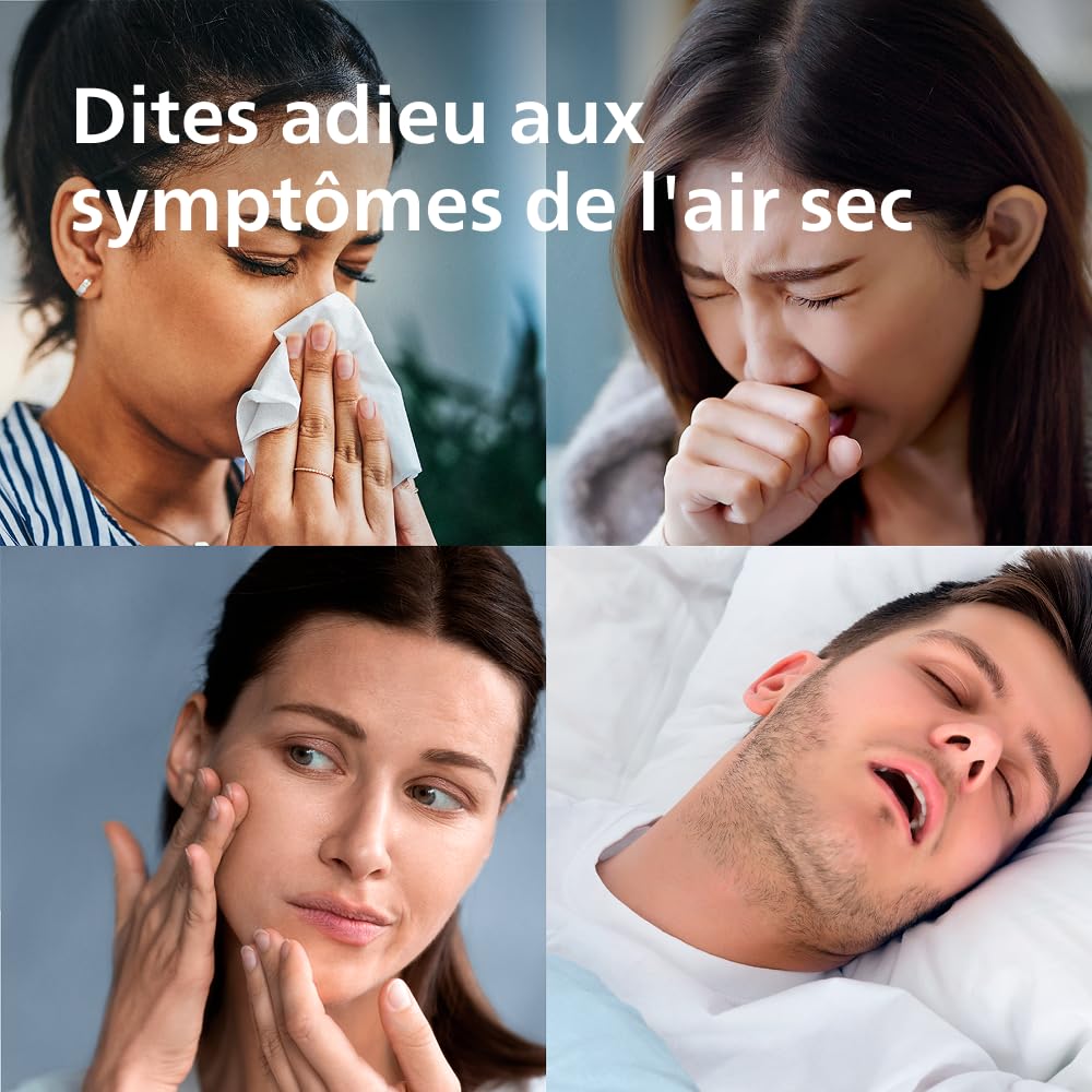 Philips Humidificateur d'air Série 5000 - jusqu'à 45m², débit de 300ml/h, silencieux 12dB, NanoCloud 99% bactéries en moins, 4.5L, mode sommeil, minuteur, connecté, aromathérapie, Noir (HU5600/03)