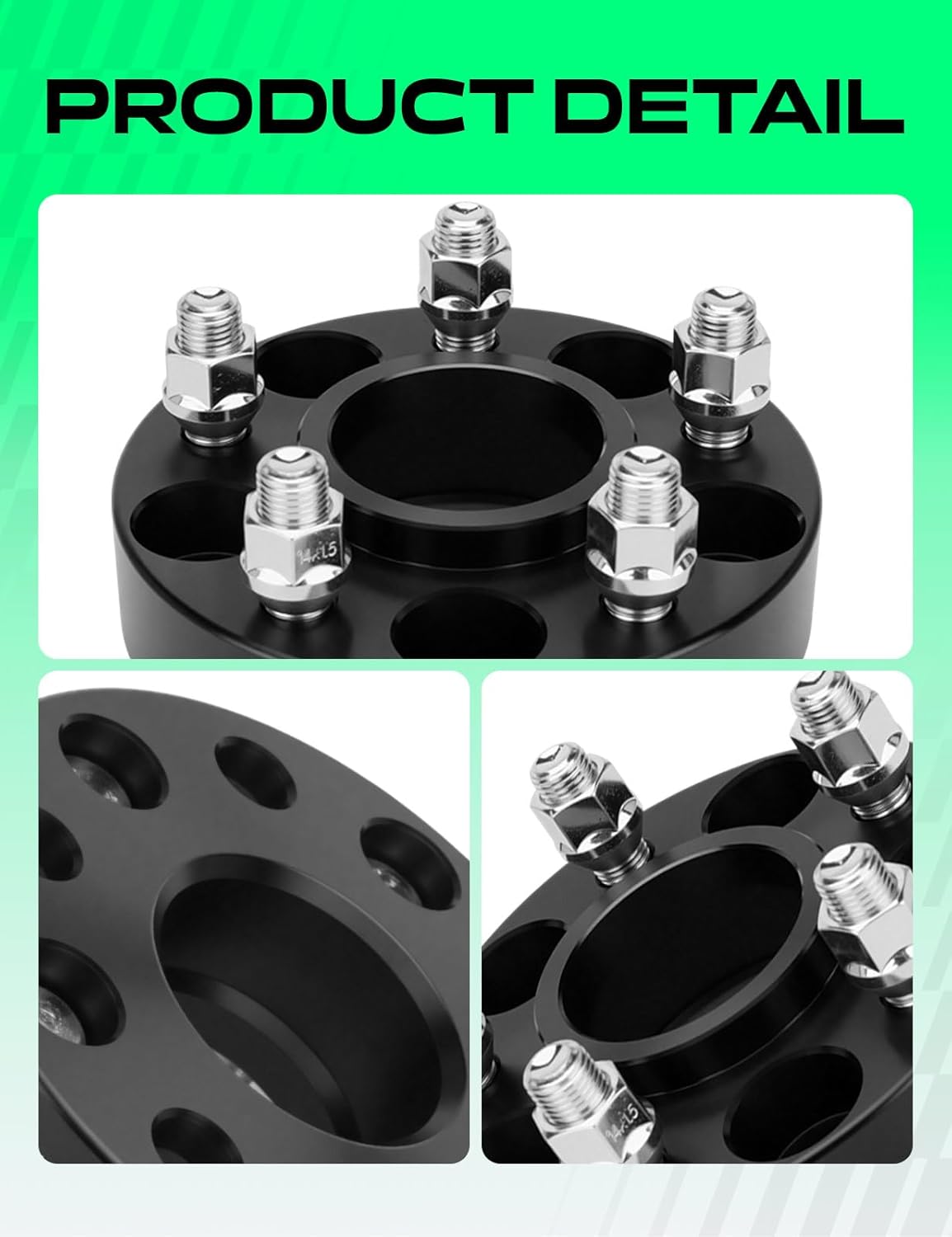 YHTAUTO 5x4.5 Hub Centric Wheel Spacers 1.5 Inch Compatible with Chrysler Dodge Models, 300, Challenger, Charger, Magnum, Tire Spacers M14x1.5 Studs, 71.5mm Hub Bore 5 Lug 2PCS Black