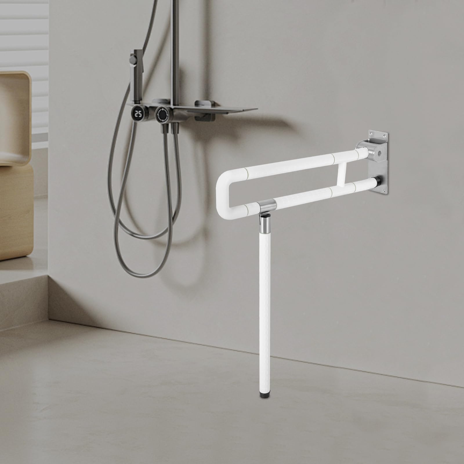 Asidero para aseo de elevación, 70 x 60 cm, mango de soporte de pared para discapacitados, plegable, antideslizante, mango de seguridad para personas mayores, hasta 100 kg
