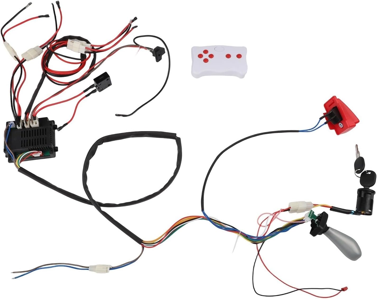 Electric Ride-On Car Wire Switch Kit 2.4G Remote Receiver,ABS Metal Harness DIY Mod, Fits RX18 6V, RX23 RX37 12V A/B/C, RX19 12V 4WD, Smooth Start Forward Reverse Speed Control(RX19 12V 4WD)