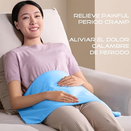 Miniatura 3 de Boncare Almohadilla térmica pequeña de vinilo sin apagado automático para aliviar el dolor de espalda y calambres, ajustes de temperatura alta y