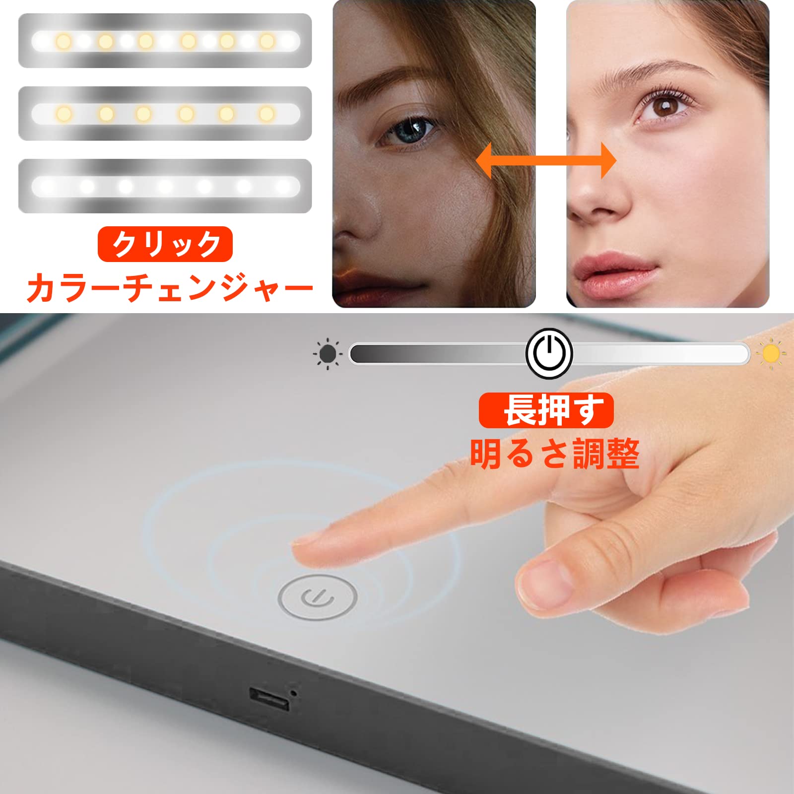 Amazon.co.jp: 映澤 三面鏡 化粧鏡 360° 横顔見える ヘアセット セルフ