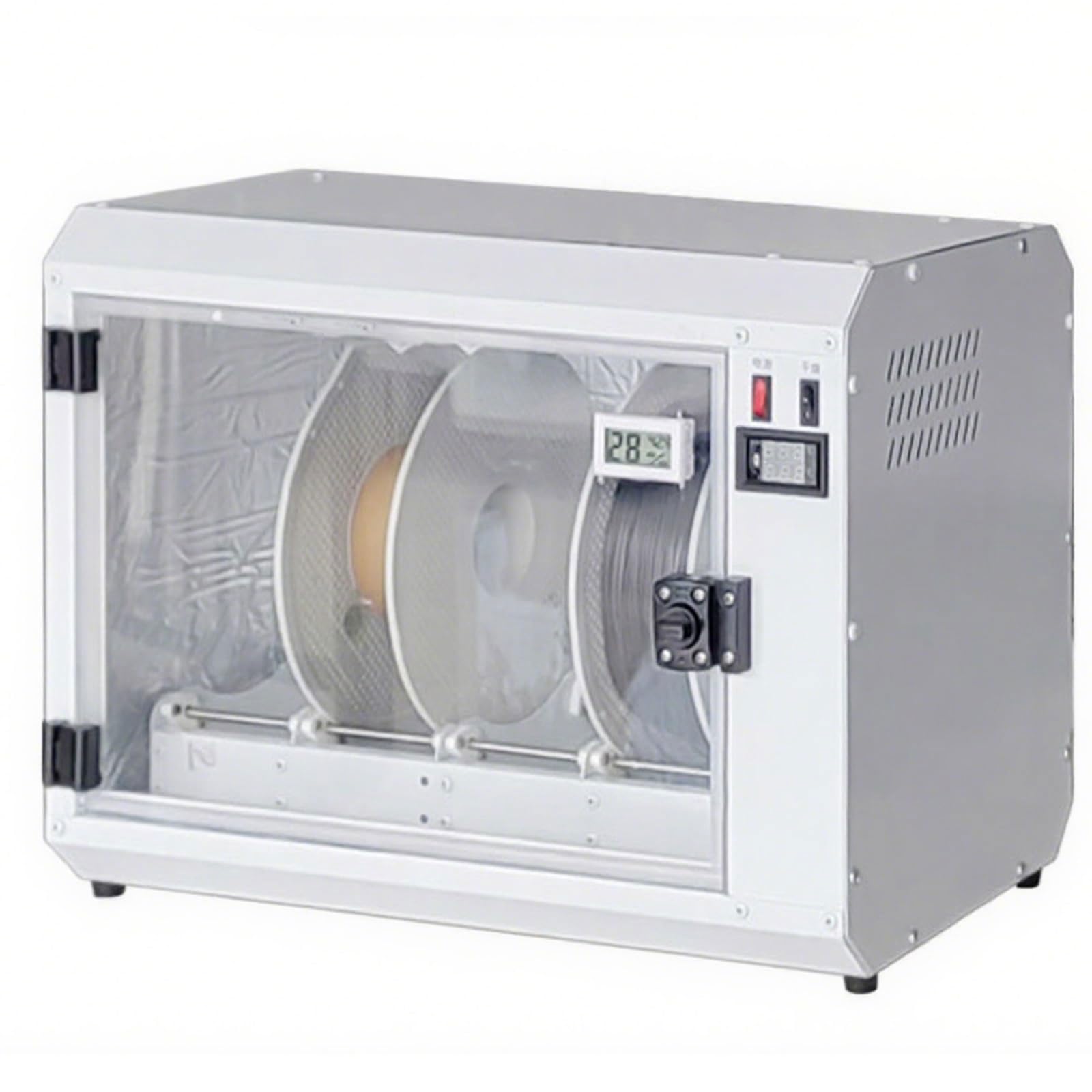 Suszarka do filamentów do drukarek 3D, suszarka do filamentów na 4 szpule z termometrem/higrometrem,regulacja temperatury w zakresie 0-70°C, do materiałów PLA PETG ABS o grubości 1,75 mm/2,85 mm
