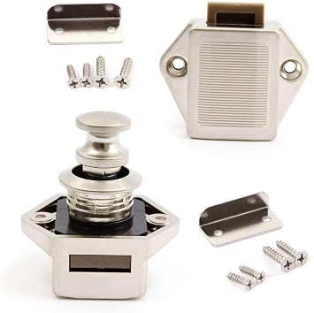 POFET Push Button Latch Cabinet Furniture Cupboard Keyless Door Lock Catch for RV Caravan Motorhome Camper (White)