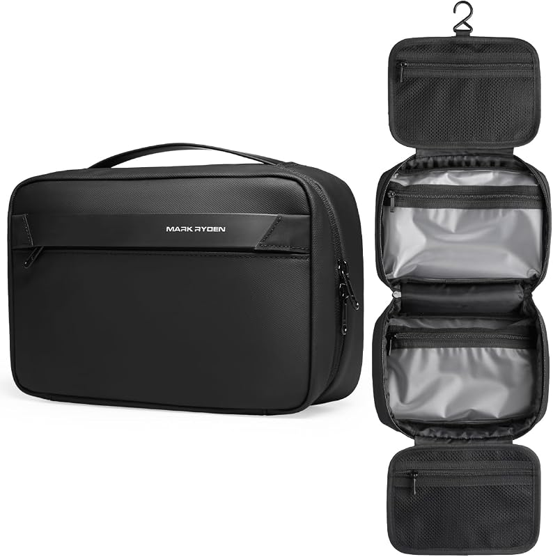 MARK RYDEN Hanging Toiletry Bag for Men, Travel Toiletry Organizer Dopp Kit | Waterproof Shaving Bag for Toiletries & Accessories, Compact Travel Bathroom Bag for Daily Use & Weekend Getaways
