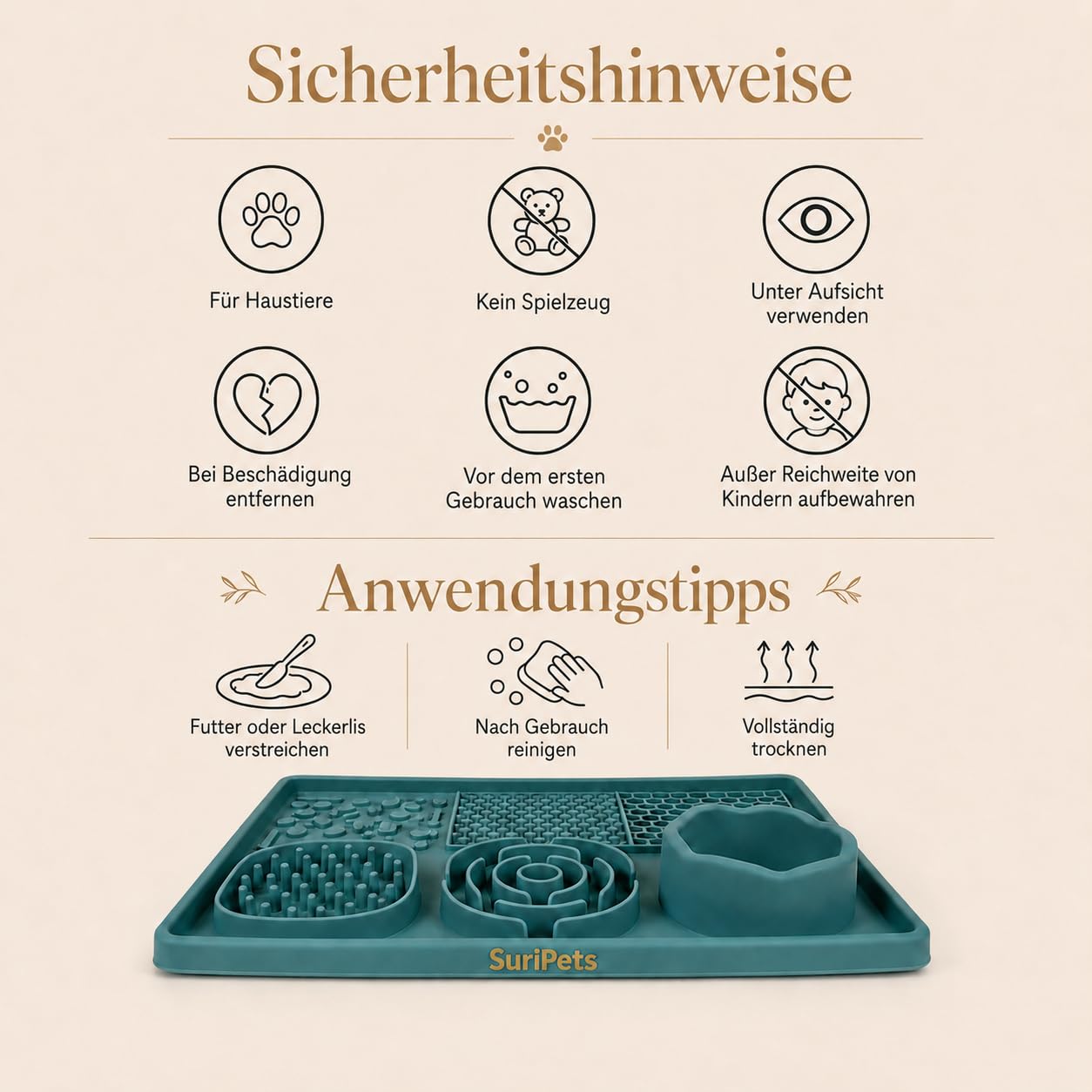 Schleckmatte Hund & Katze mit Napf – LFGB Silikon Lick Mat mit Saugnäpfen – Slow Feeder gegen Schlingen, Stress & Langeweile – inkl. Spatel – BPA frei & spülmaschinenfest