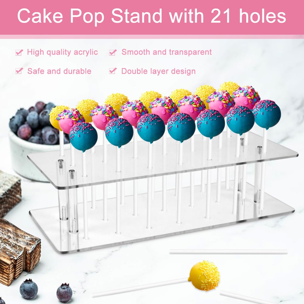 Lot De 2 Supports à Cake Pops En Acrylique - 20 Trous Chacun - Présentation Bonbons, Sucettes - Idéal Mariage, Fête