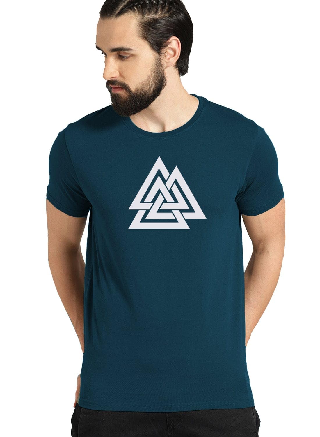 ADRO 100% bawełna lycra t-shirty dla mężczyzn, 3-pak, normalne dopasowanie, koszulka z nadrukiem, okrągły dekolt, pół rękawów, koszulki męskie
