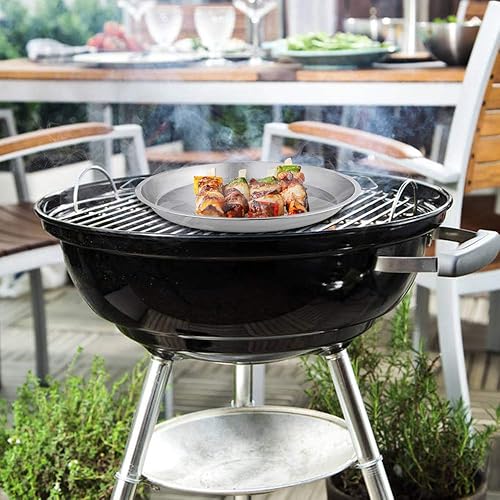 Vista 11 de Bandeja de goteo de acero inoxidable para grandes huevos verdes Kamado clásicos, bandeja redonda de goteo para parrillas de carbón Weber Kettle