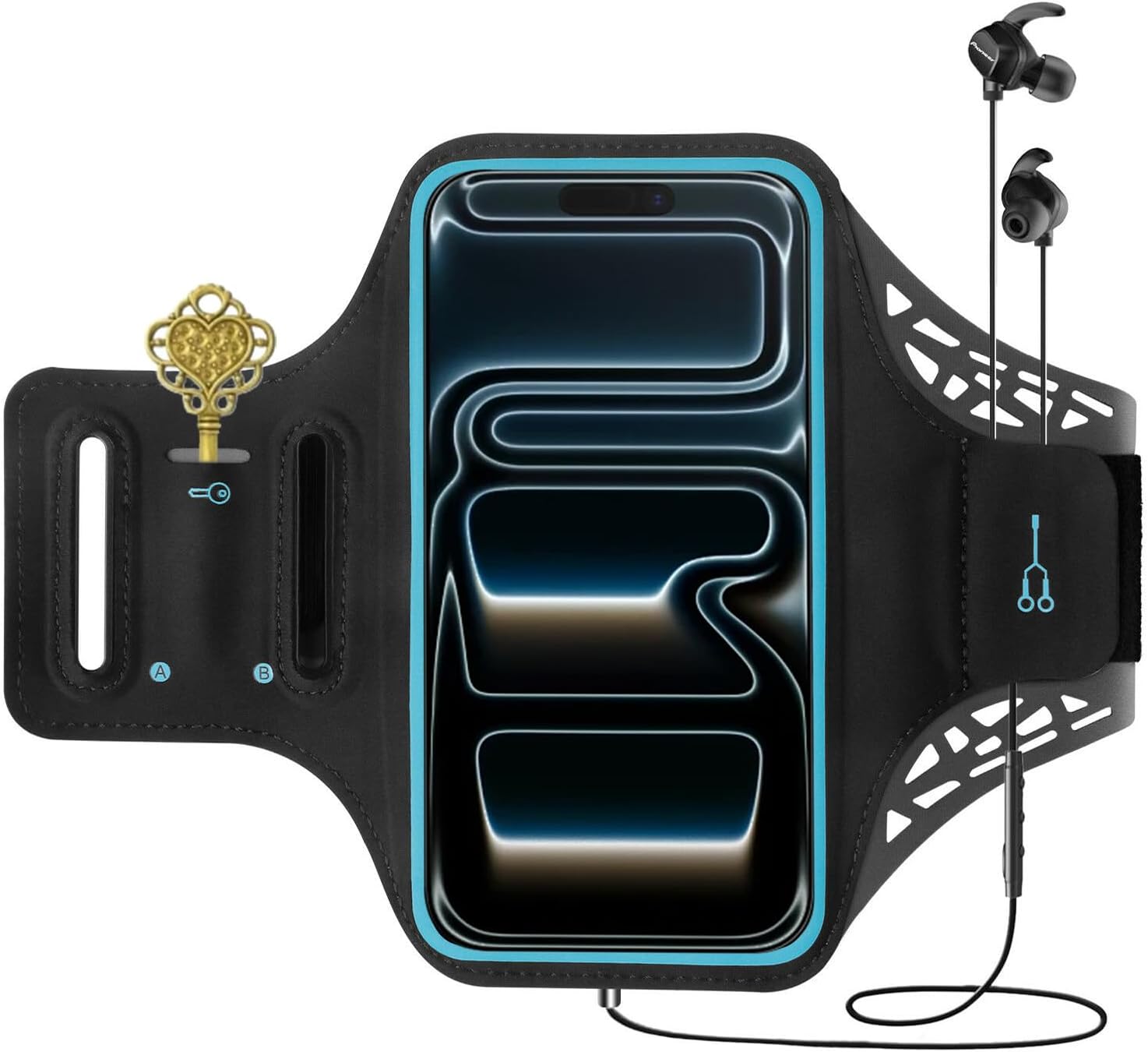 T Tersely Sports Armband for iPhone 15 14 13 12 Pro/Max/8 Plus/XR, Gym Running Fitness Workout/Exercise Key/Card Holder Arm Band Case for Samsung S22 S21 S20/Plus/Note for Google Pixel (Black)