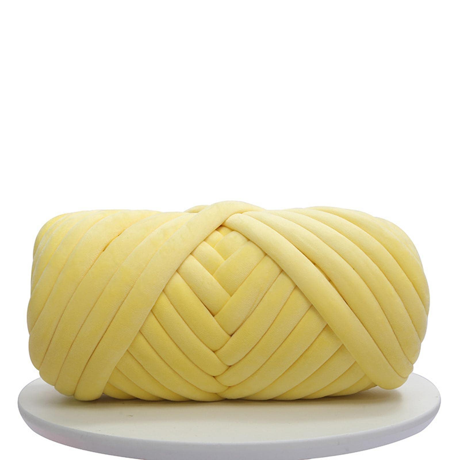 Milageto 1 kg Dickes Samtgarn, Armstricken, DIY, weich, Häkelschlauch, Riesengarn, Gewichtsgarn für Körbe, Kissen, Pullover, Häkelmützen, GELB