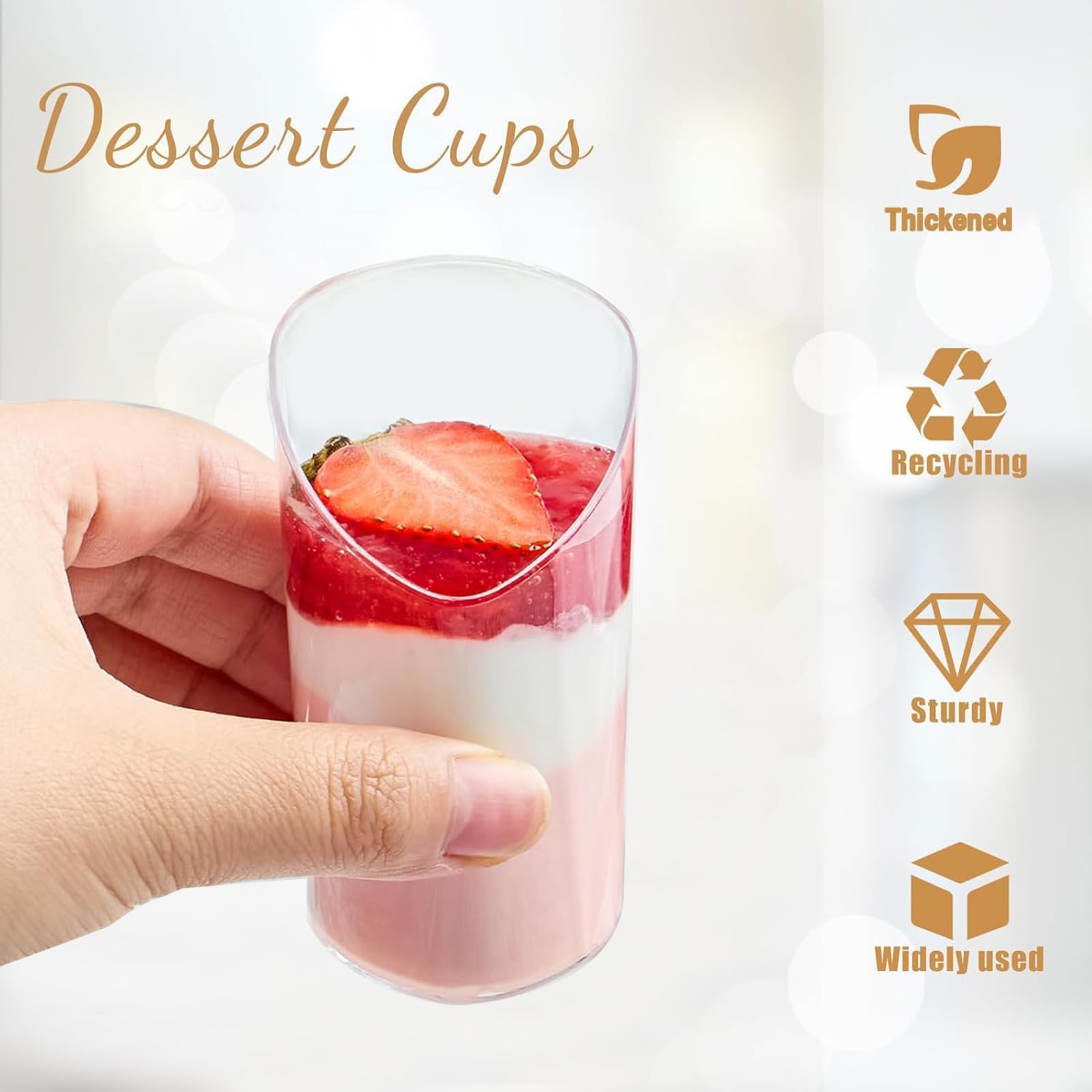 50 Pack Mini Dessert Cups, 75ml Angled Dessert Cups Dessert Bowls Individual Dessert Pots Reusable Slanted Appetizer Cups with Spoons for Party, Yogurt, Parfait, Pudding - Image 2