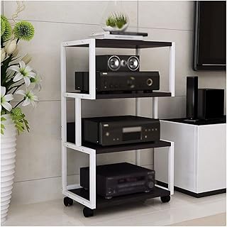 Stojak na drukarkę ze schowkiem Mobile Wielofunkcyjna Drukarka Stojak Metalowa Rama Naprawa 4-warstwowa Faks Fax Półka Skaner Kitchen Cutlery Stojak Półka na drukarkę (Color : White)