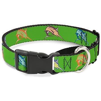 Buckle-Down Marlin Green/Multicolor Martingale Dog Collar, 1.5