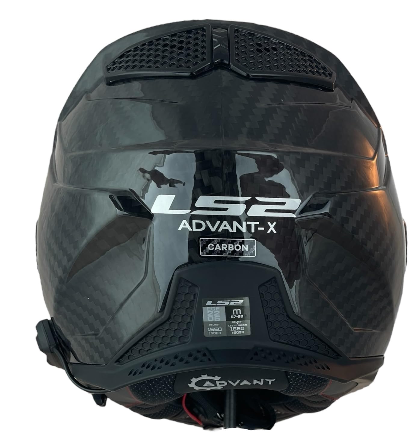 LS2 FF901 ADVANT X Solid CARBON-06 con Intercomunicador LS2 4X Instalado Casco Modular de Motocicleta con Visera Solar, Fibra de Carbono, Sistema de comunicación Integrado (S 55/56)