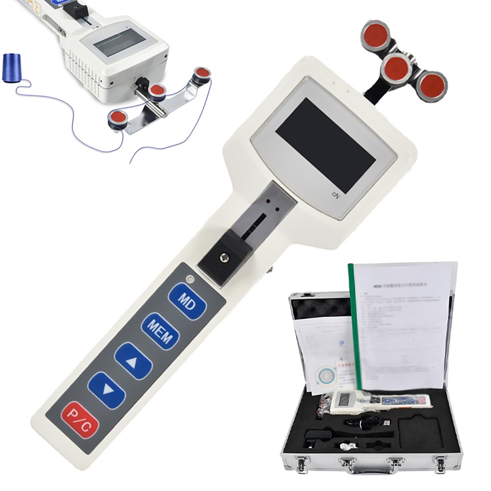 Medidor de tensión de hilo de mano, probador digital de tensión de alambre con grosor ajustable, almacenamiento de datos USB, 3 modos, medidor de tensión portátil para cable, cobre, alambre de acero