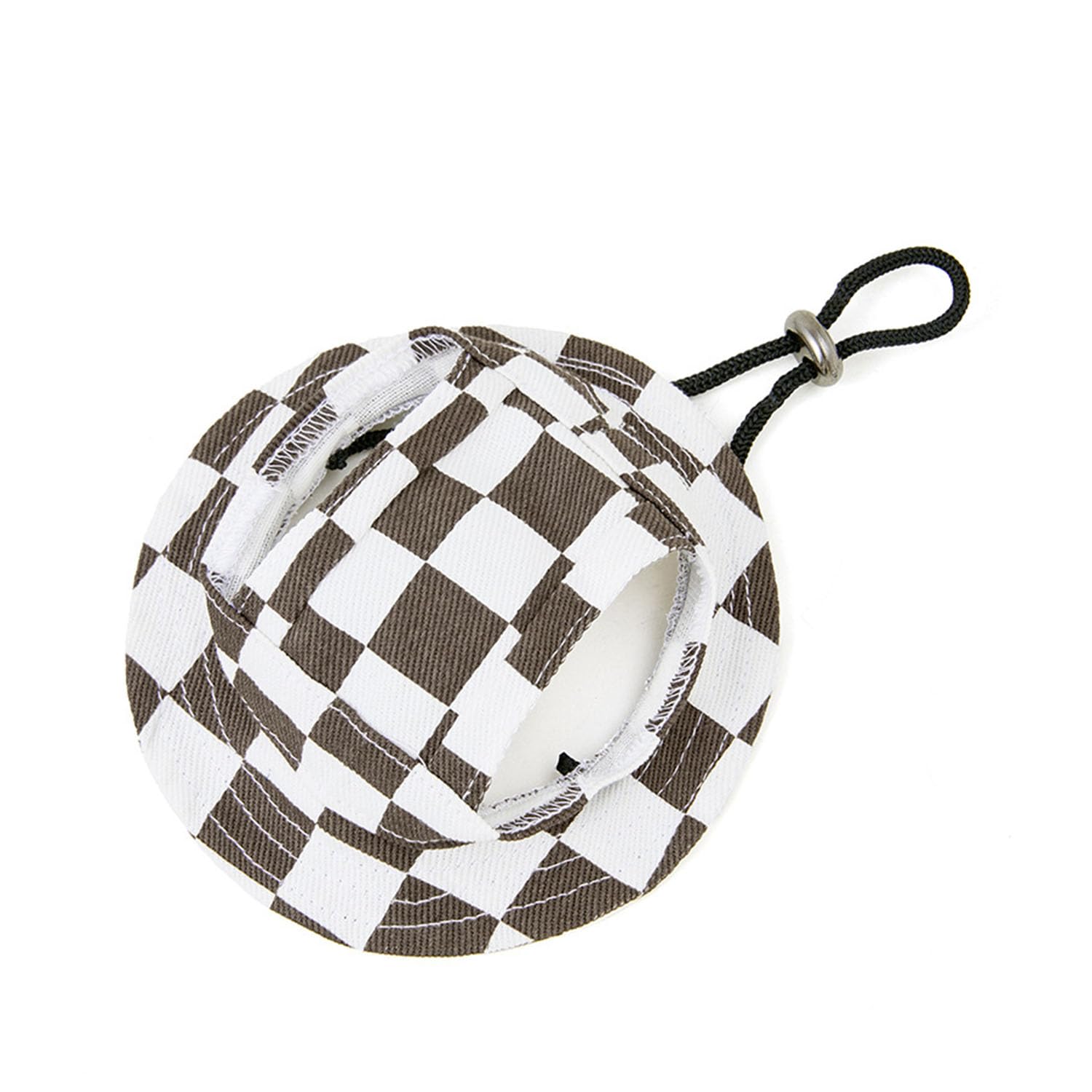 Dog Round Hat,Pet Outdoor Visor Bucket Hat,Adjustable Round Brim Dog Princess Hat for Cat Puppy Small Dog_L(Coffee Checkered)