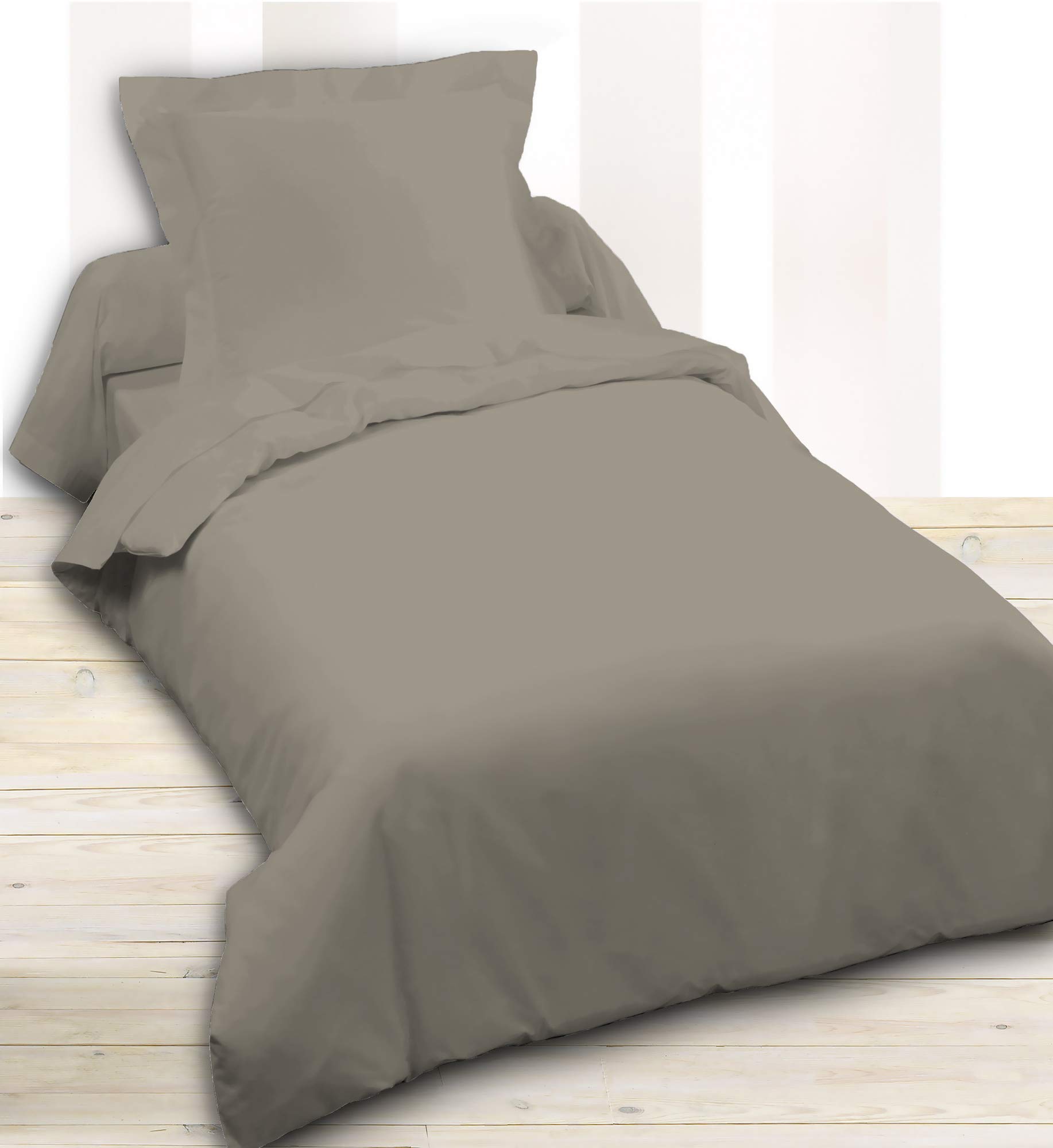 Sábana de percal 140 x 200 individual de algodón gris transpirable para cama de 140x200