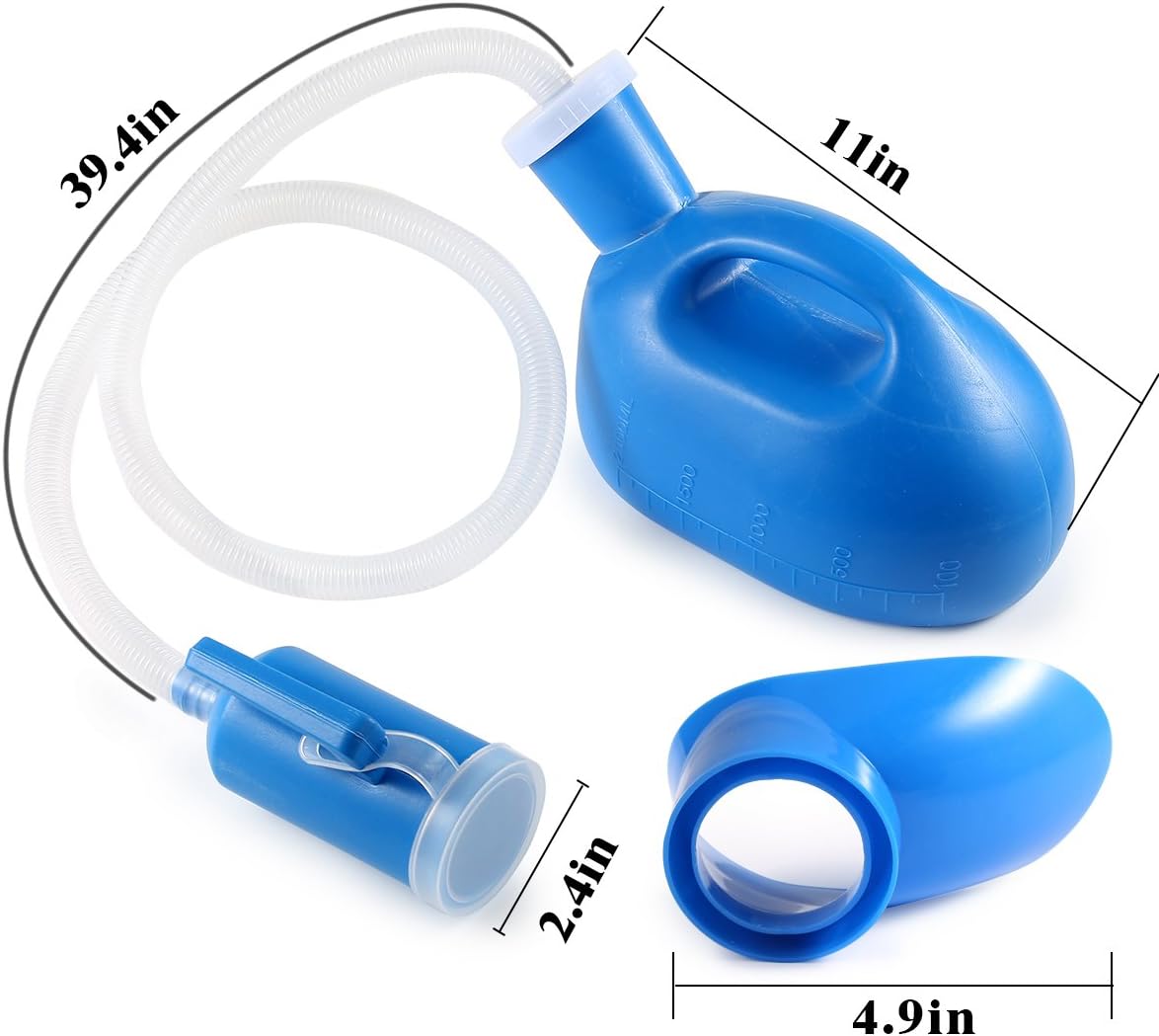 ONEDONE Urinal for Men Women 2000ML 2 in 1 Portable Urinal for Women Urine Bottle Female Urinals Hospital Camping Car Travel Bedside Emergency (Blue) : Health & Household