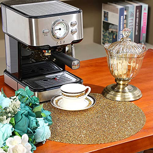 Round Rhinestone Placemat 15 Inch Glam Place Mats Bling Placemat Decorative Table Mats For Kitchen Wedding Banquets (Gold, 1 Piece) #TOP1