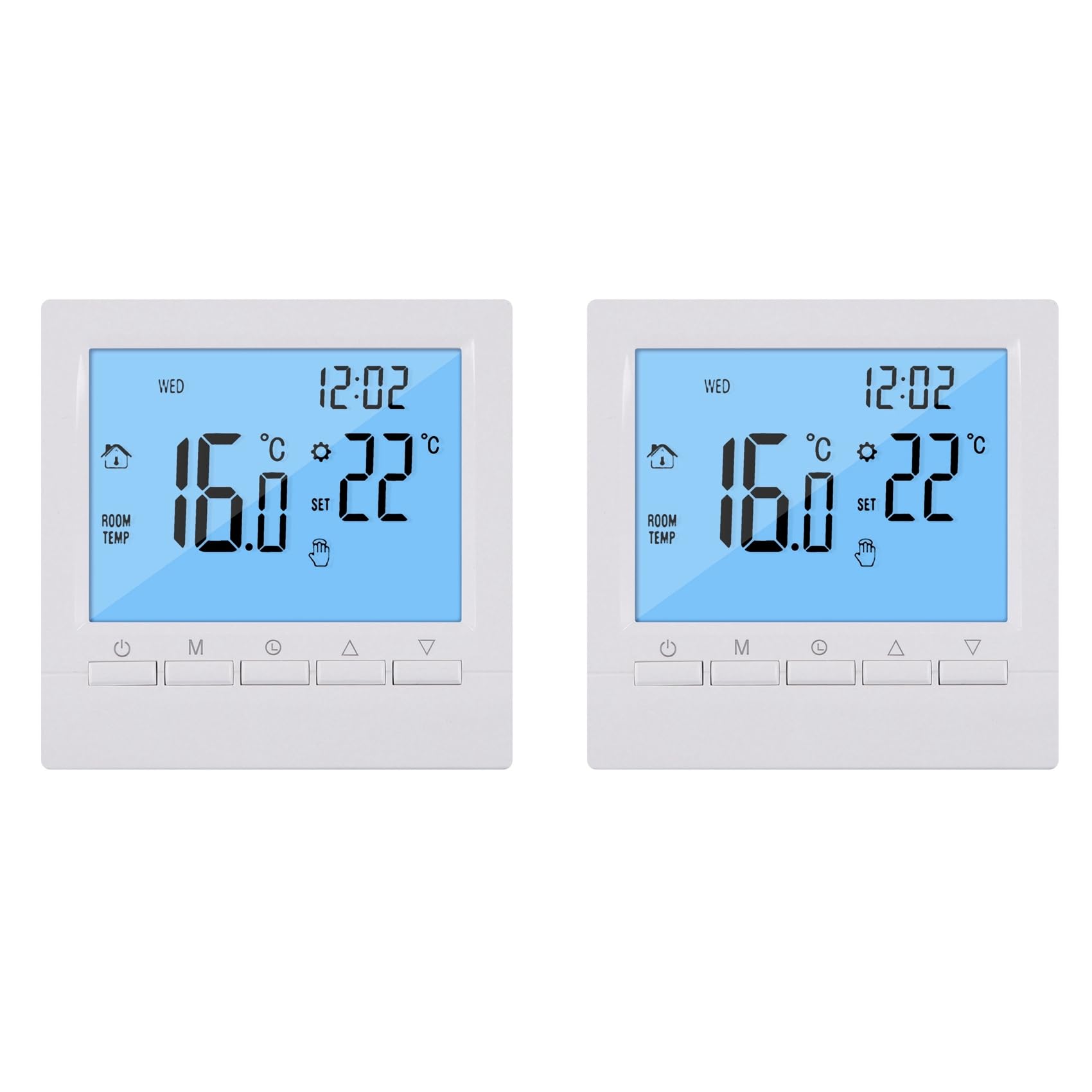 Jnchdghwa 2X Programmable Digital Thermostat 3A Weekly Room Temperature Controller for Efficient Home Heating White Backlight