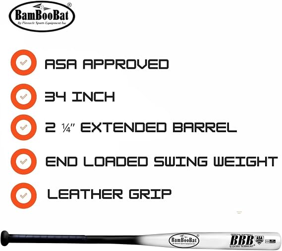 BamBooBat Endloaded Slowpitch Softball Bat ASA Approved- 34 Inch