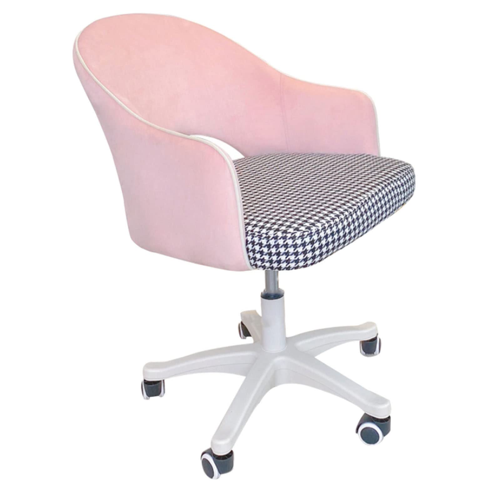 Silla giratoria para Oficina en casa, Silla de Escritorio para computadora de Terciopelo copetudo, Silla de Trabajo con Ruedas de Altura Ajustable, Taburete cómodo (Rosa Purpura)