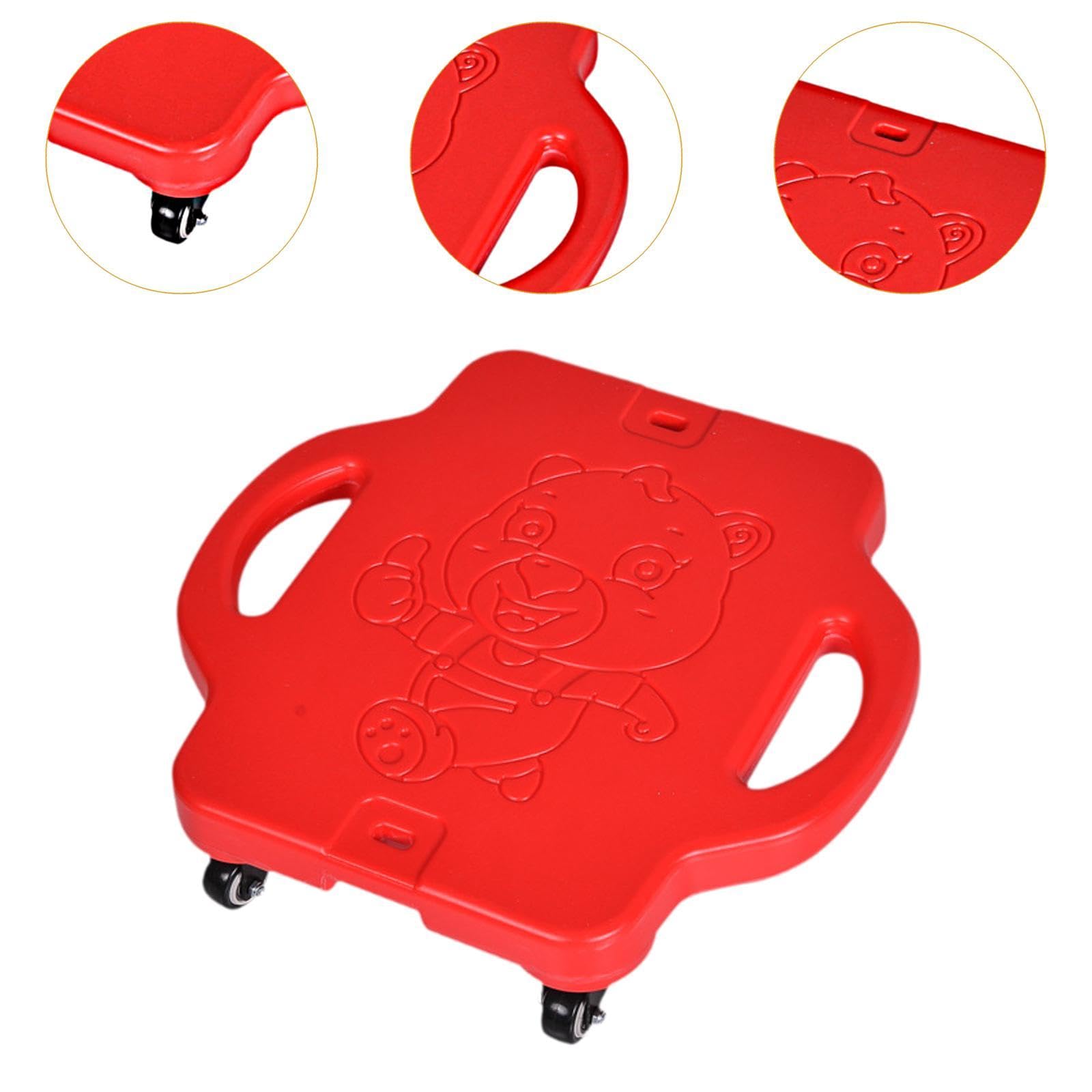 rockible Portable Sitting Scooter Board for Children with Casters, Red