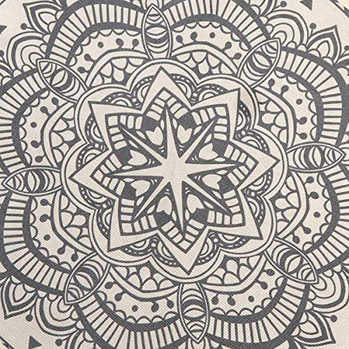 SHACOS Vintage Baumwollteppich Rund Grau Mandala Teppich Baumwolle Waschbar Handgewebt Boho Wohnzimmerteppich mit… – Bild 8