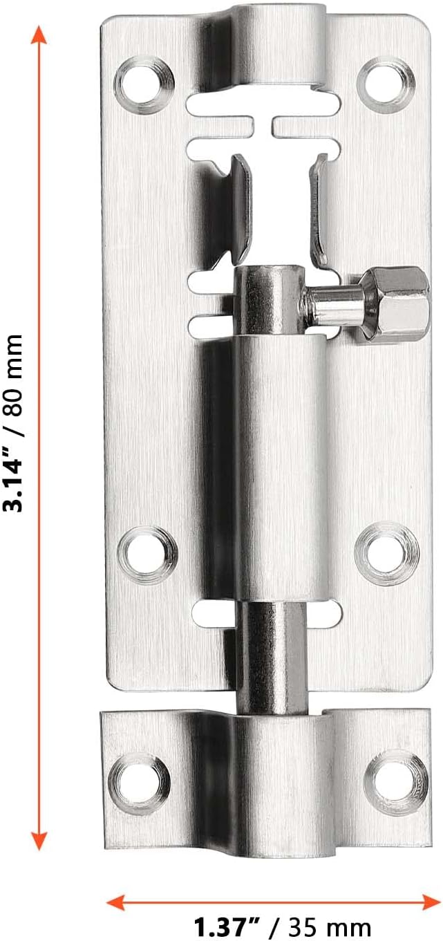 SINJEUN 30 Pack 3 Inch Barrel Bolt, Stainless Steel Slide Lock, Thickened Door Latch Slide Latch Lock with 120 Mounting Screws, Sliding Latch Hardware for Door Locking, Silver