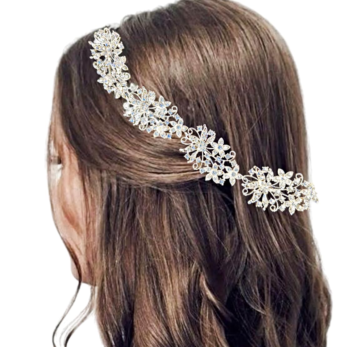 Crystal Pearl Hair Vine Tiara Hair Accessory | Hair Vines for Girls Bridal Hair Accessories | Tiara For Women Wedding Party Bridal Fancy Hair Clip-image-28