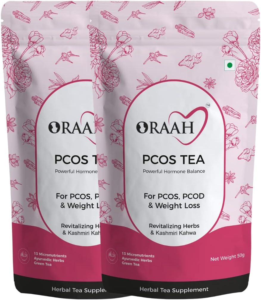 ORAAH PCOS, PCOD Tea For Hormonal Balance, Weight Management, Regular Periods (Kashmiri Kahwa, 50Gm) (Pack 2)