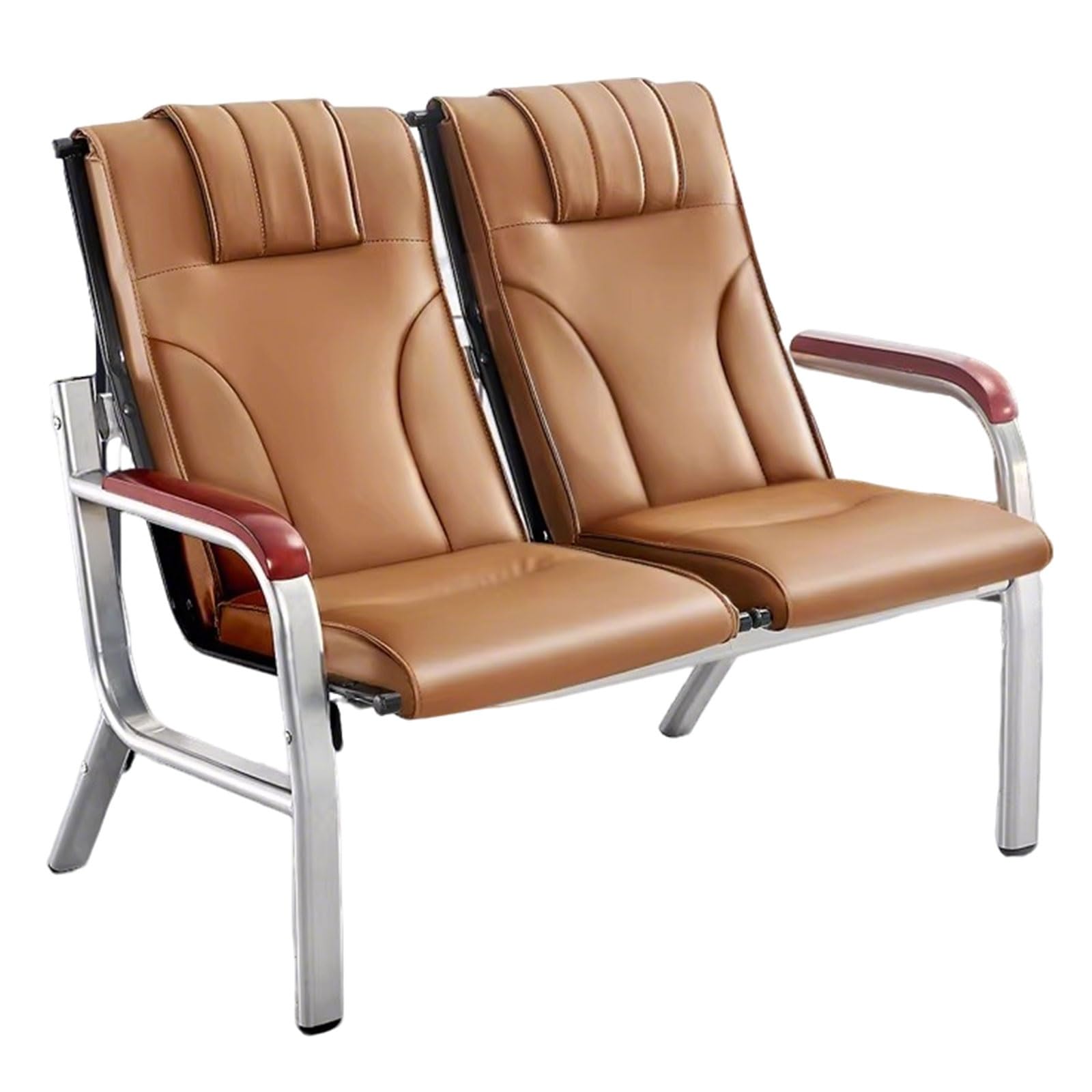 ASerZenith Pu Lobby Reception Chairs With Backrest And Wooden Armrests, For Meeting Room, Beauty Salon,Brown