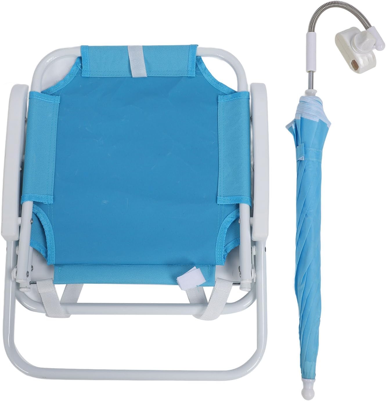 Pilipane Children Beach Chair Folding Portable Camping Chairs Outdoor Lawn Sand Chair with Umbrella for Picnics Vacations Parties (Blue)