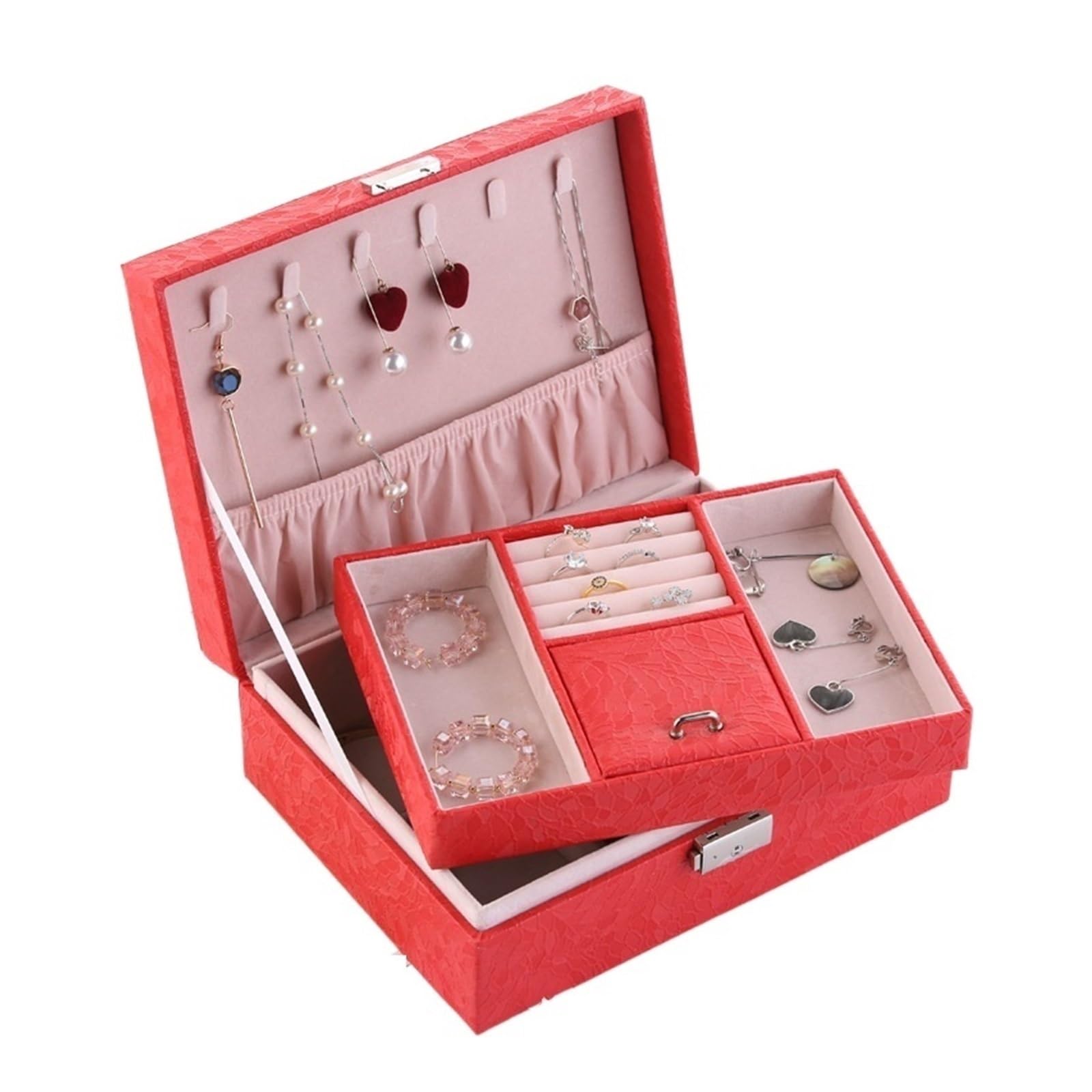 ANVLOJRIH Jewelery Box Jewelry Box Hand Jewelry Jewelry Storage Box With Lock Bracelet Watch Jewelry Ring Storage Box Jewlery Box(B)
