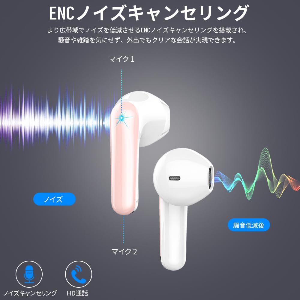 Amazon.co.jp: ワイヤレスイヤホン Bluetooth 5.3 最大50時間再生 2024 