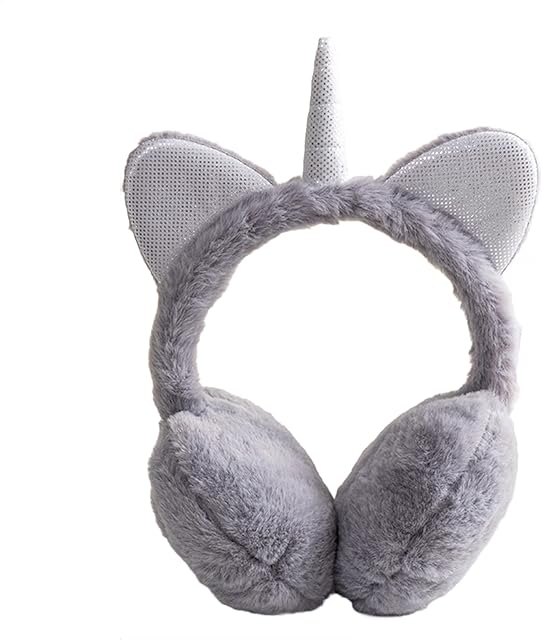 Ear Muffs Kids Winter Girls Earmuffs Cute Unicorn Cat Fluffy Ear Warmer Childrens Plush Thermal Furry Ear Covers Windproof Soft Headband Outdoor Sports Faux Fur Earflaps Ski Cycling Running Headwear