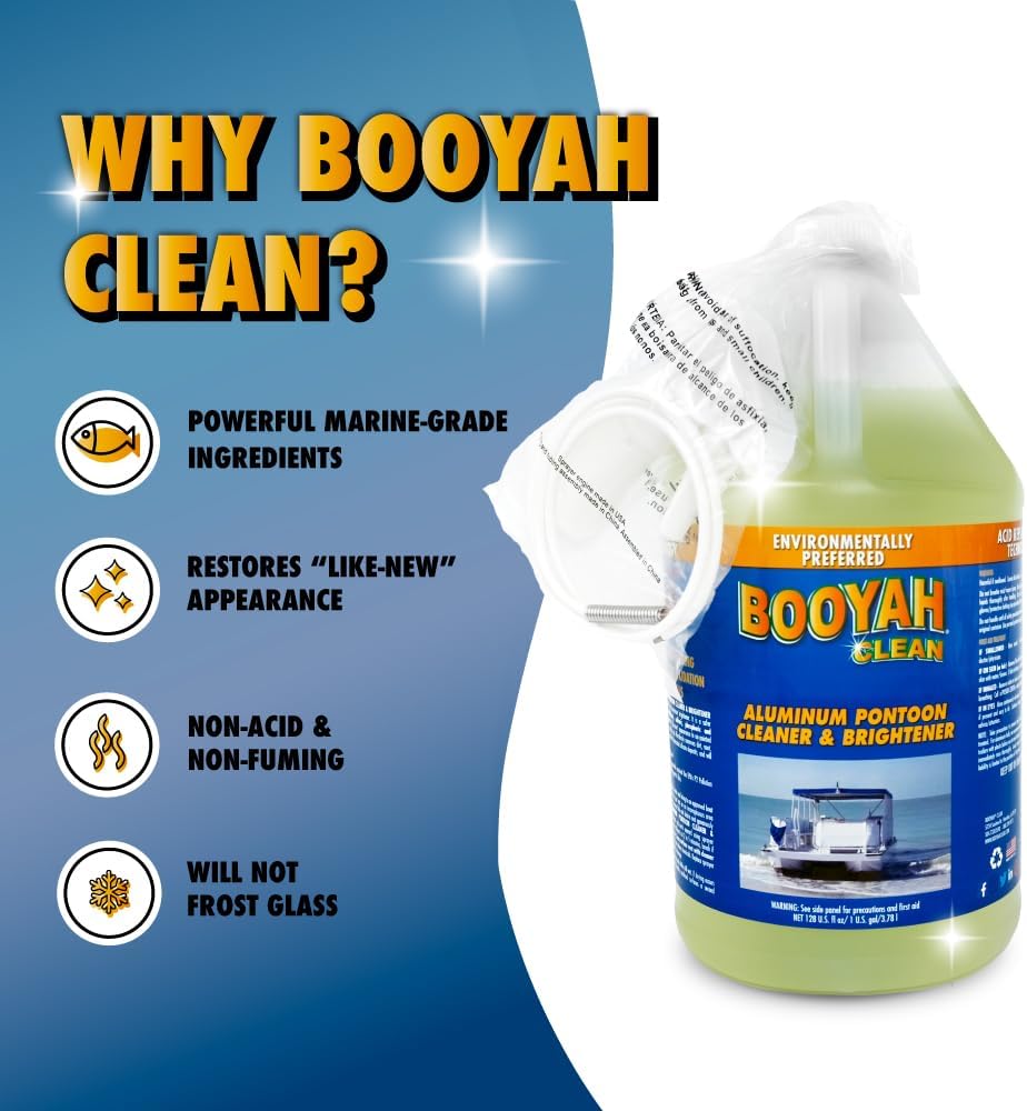 Booyah Clean Aluminum Pontoon Cleaner & Brightener - Environmentally Preferred Aluminum Cleaner - Non-Acid, Removes Oxidation