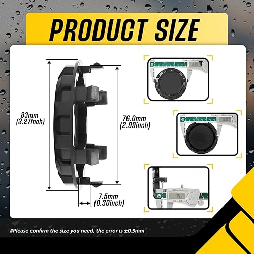 Miniatura 3 de 4 tapas centrales de rueda GME para llanta de rueda GME de 3.268 in (3.27 pulgadas), interior de 2.992 in (2.99 pulgadas), repuesto de tapas de buje