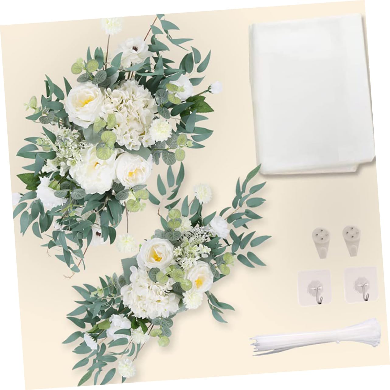 Hochzeitsbogen Blumen 1 Satz aus Seide und Tüll für Deko | Weiß, Künstlich, Pflegeleicht, Lebendige Optik, Outdoor Geeignet, Romantisch Elegant, 3 Stück